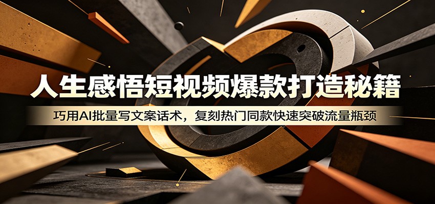 人生感悟短视频爆款打造秘籍：巧用A 批量写文案话术，复刻热门同款快速突破流量瓶颈-源创文化-轻创终点站