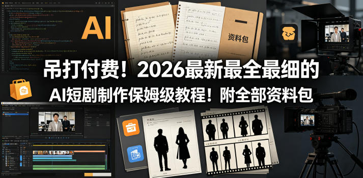吊打付费！2026最新最全最细的AI短剧制作保姆级教程！附全部资料包-源创文化-轻创终点站