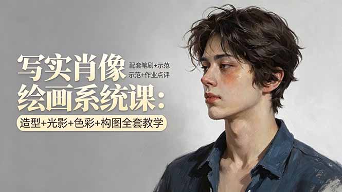 写实肖像绘画系统课：造型+光影+色彩+构图全套教学，配套笔刷+示范+作业点评-源创文化-轻创终点站