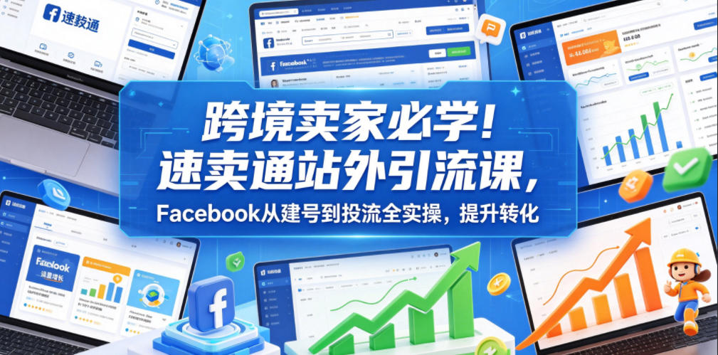 跨境卖家必学！速卖通站外引流课，Facebook从建号到投流全实操，提升转化-源创文化-轻创终点站