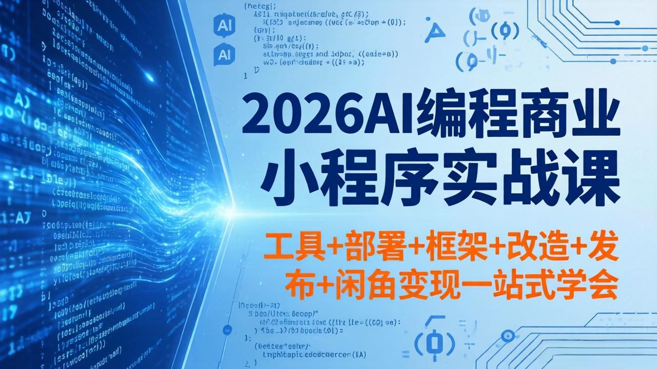 2026AI编程商业小程序实战课，工具+部署+框架+改造+发布+闲鱼变现一站式学会-源创文化-轻创终点站
