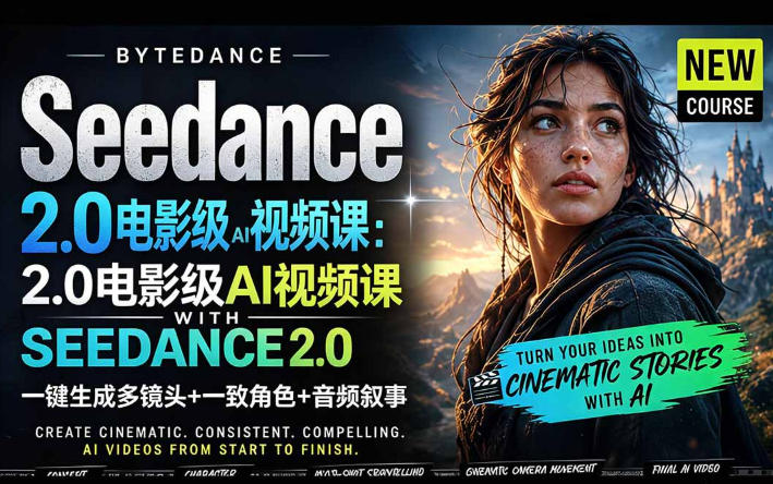 字节跳动的Seedance 2.0 AI电影视频生成制作教程，一键生成多镜头+一致角色+音频叙事-中英字幕-源创文化-轻创终点站