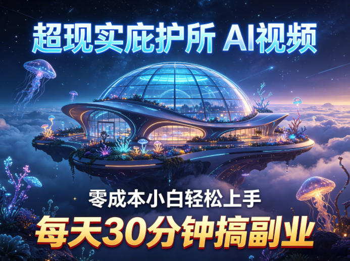 超现实庇护所AI视频项目拆解，零成本小白轻松上手，每天30分钟搞副业-源创文化-轻创终点站