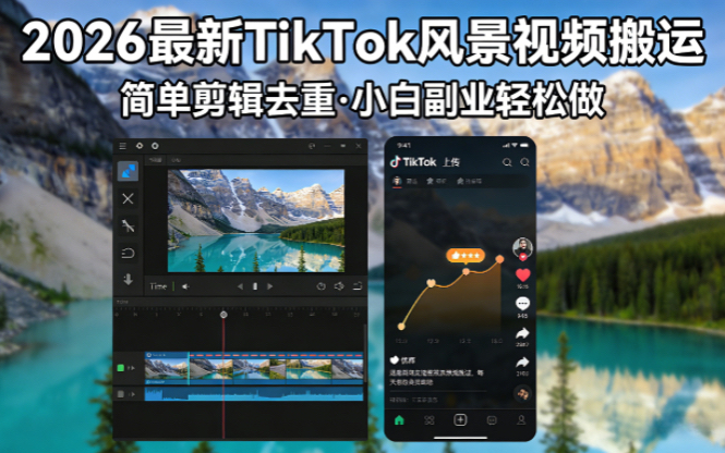 2026最新TikTok风景视频搬运简单剪辑去重小白副业月入 8000-源创文化-轻创终点站