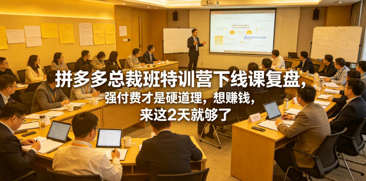 拼多多总裁班特训营下线课复盘，强付费才是硬道理，想賺钱，来这2天就够了-源创文化-轻创终点站