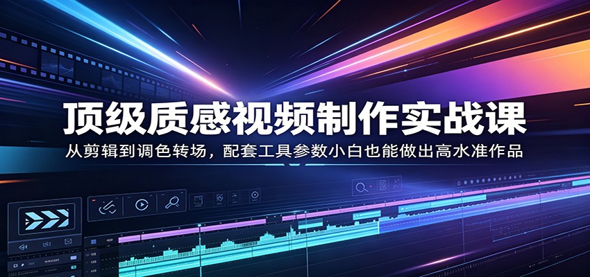 顶级质感视频制作实战课：从剪辑到调色转场，配套工具参数小白也能做出高水准作品-源创文化-轻创终点站