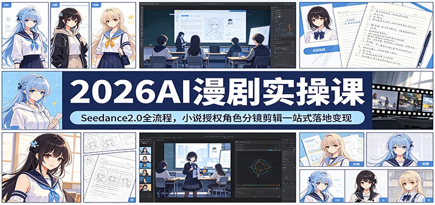2026AI漫剧实操课：Seedance2.0全流程，小说授权角色分镜剪辑一站式落地变现-源创文化-轻创终点站