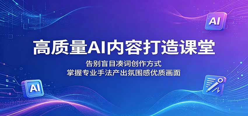 高质量AI内容打造课堂：告别盲目凑词创作方式，掌握专业手法产出氛围感优质画面-源创文化-轻创终点站