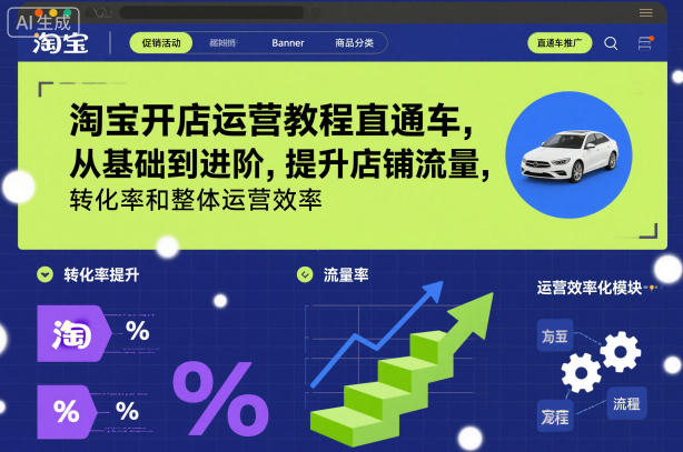 淘宝开店运营教程直通车，从基础到进阶，提升店铺流量，转化率和整体运营效率(更新26年4月20日)-源创文化-轻创终点站