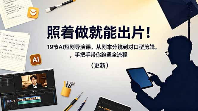 照着做就能出片！19节AI短剧导演课，从剧本分镜到对口型剪辑，手把手带你跑通全流程(更新-源创文化-轻创终点站