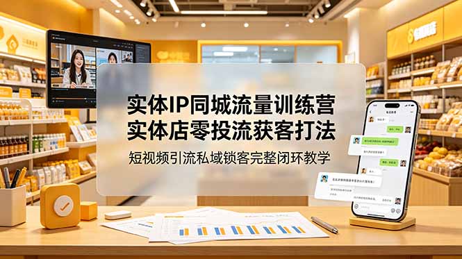 实体IP同城流量训练营:实体店零投流获客打法,短视频引流私域锁客完整闭环教学-源创文化-轻创终点站