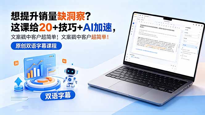 想提升销量缺洞察？这课给 20 + 技巧 + AI 加速，文案戳中客户超简单！【原创双语字幕】-源创文化-轻创终点站