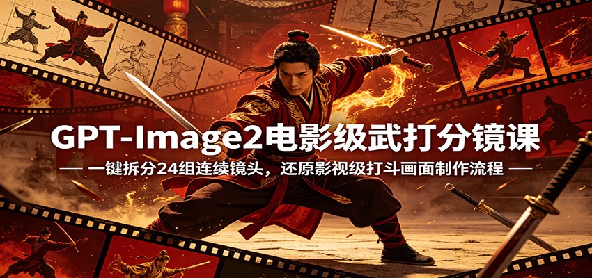 GPT-Image2电影级武打分镜课：一键拆分24组连续镜头，还原影视级打斗画面制作流程-源创文化-轻创终点站