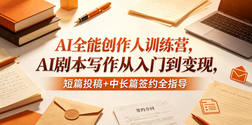 AI全能创作人训练营，AI剧本写作从入门到变现，短篇投稿+中长篇签约全指导-源创文化-轻创终点站