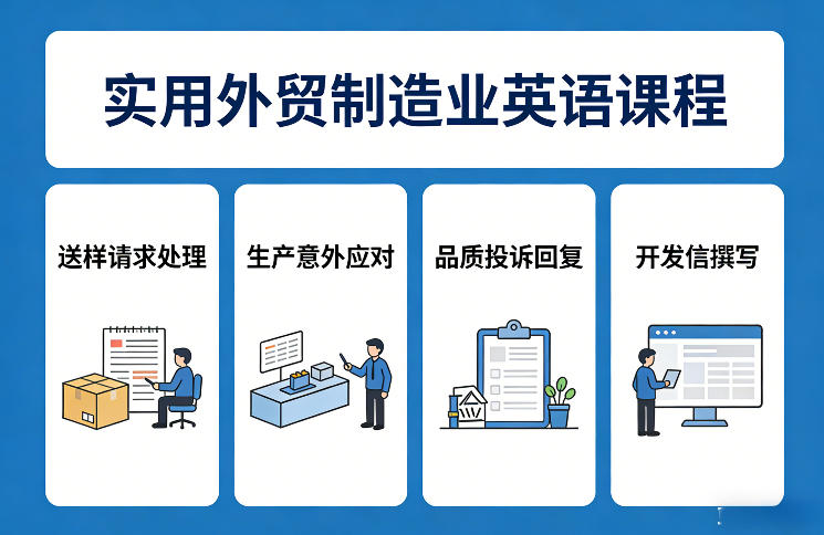实用外贸制造业英语课程，教你专业处理送样请求、应对生产意外、回复品质投诉、撰写开发信等-源创文化-轻创终点站