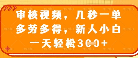 最新审核视频,几秒一单,多劳多得,新人小白一天轻松3张【揭秘】-源创文化-轻创终点站