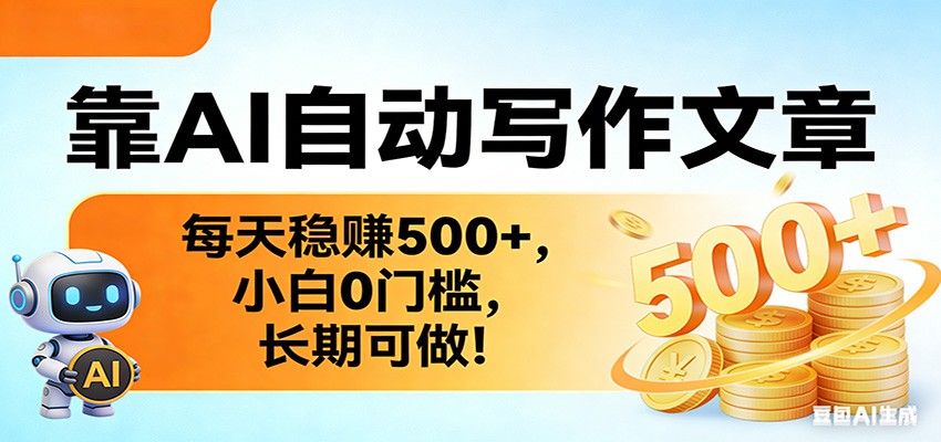靠AI自动写作文章，每天稳赚500+，小白0门槛，长期可做！-源创文化-轻创终点站
