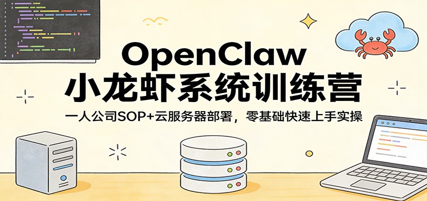 OpenClaw小龙虾系统训练营：一人公司SOP，云服务器部署，零基础快速上手实操-源创文化-轻创终点站