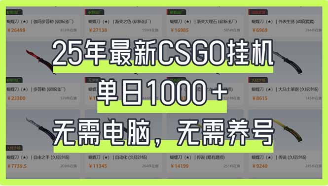 (14178期)25年最新CSGO挂机系统,单日1000+,无需电脑,无需养号,0基础可上手-源创文化-轻创终点站