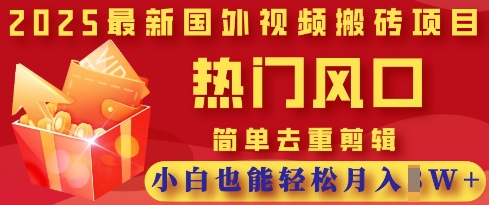 2025最新视频搬砖项目，热门风口，简单去重剪辑，小白也能轻松月入过W-源创文化-轻创终点站
