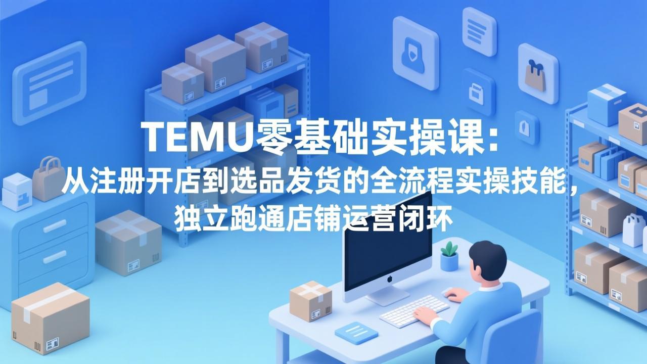 TEMU零基础实操课：从注册开店到选品发货的全流程实操技能，独立跑通店铺运营闭环-源创文化-轻创终点站