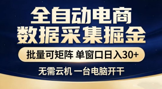 独家电商数据全自动采集项目，批量可矩阵，单窗口轻松日入3张+【揭秘】-源创文化-轻创终点站